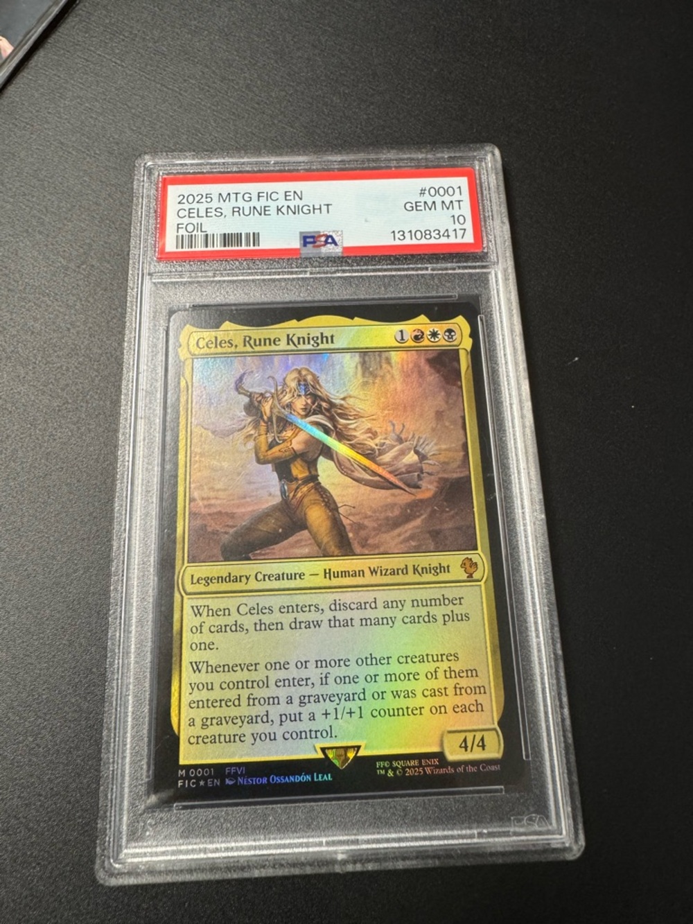 PSA Gem Mint 10 Foil Celes, Rune Knight - Gold/Yellow Frame